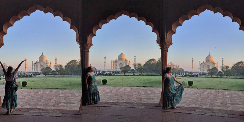 Izlazak sunca uz pogled na Taj Mahal