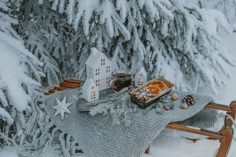 Čaj i keksi na snijegu